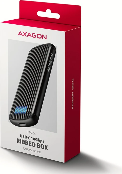 Axagon M.2 Festplattengehäuse, M.2 PCIe, Ribbed Box, USB-C 3.1