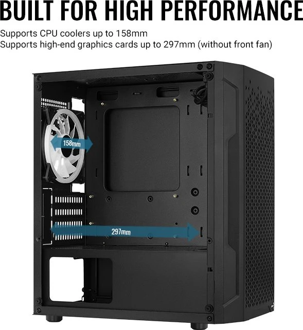 AeroCool Trinity Mini, Lüfter LED RGB, Glasfenster