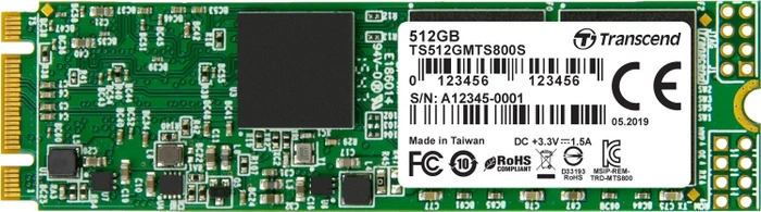 Transcend MTS800S SSD 512GB, M.2 2280 / B-M-Key / SATA 6Gb/s