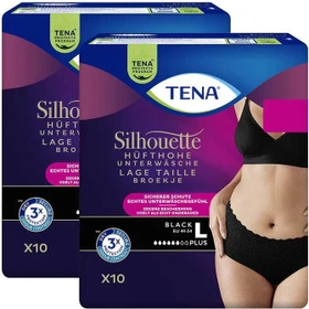 Tena Silhouette Black Pants Plus Schutzhose Größe L,    20 Stück (2x 10 Stück)