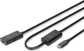 Digitus USB 3.0 aktives Verlängerungskabel, USB-C [Stecker] auf USB-C [Buchse], 10m schwarz (DA-73109)