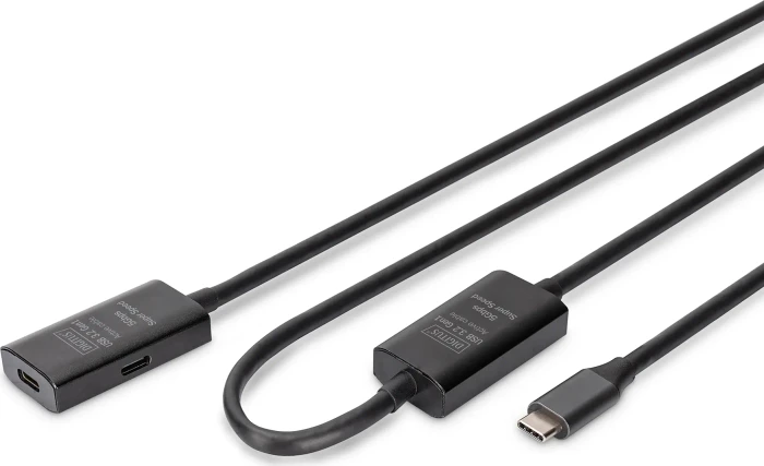 DIGITUS Aktives USB-C Verlängerungskabel, 10m 5G, USB 3.2 Gen1, USB-C - USB-C (M/F)