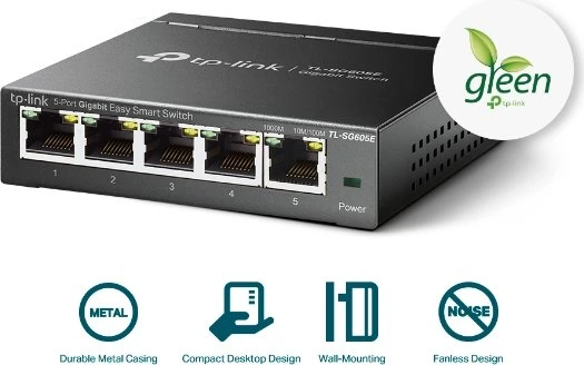 TP-Link TL-SG605E Desktop Gigabit Smart Switch, 5x RJ-45