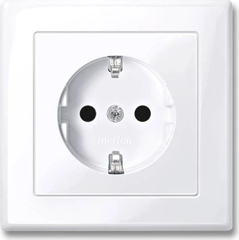 Merten System M M-Smart SCHUKO-Steckdose mit Abdeckplatte Steckklemmen, aktivweiß glänzend