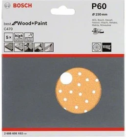Bosch Professional C470 Best for Wood and Paint Schleifblatt K60, 150mm, 5 Stück