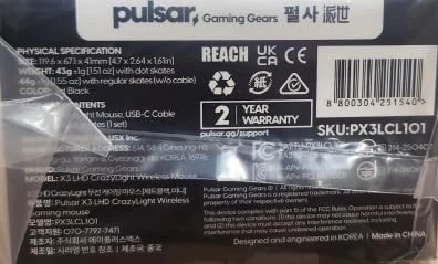 Pulsar Gaming Gears X3 LHD CrazyLight Mini Wireless Jet Black, Linkshänder, USB