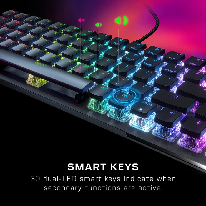 Roccat Vulcan II Mini, LEDs RGB, schwarz, TITAN II OPTICAL RED, USB, US