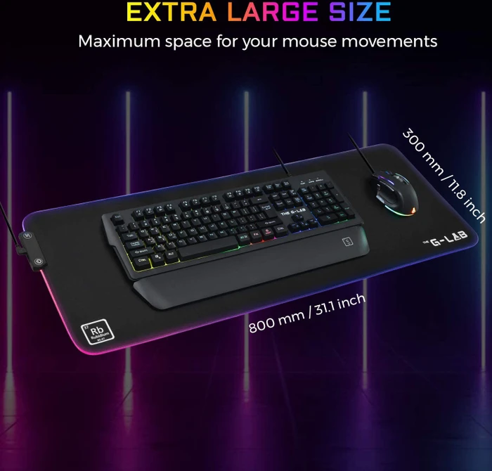 The G-Lab Pad Rubidium XXL RGB Gaming Mauspad, schwarz