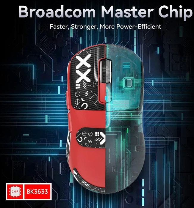 Attack Shark X3 Wireless Gaming Mouse rot, inkl. Grip Tape, USB/Bluetooth