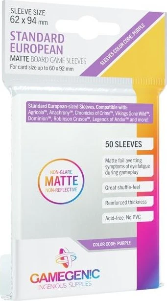 Gamegenic Matte Board Game Sleeves Purple transparent, 50 Stück