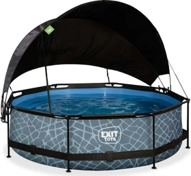 Exit Toys Stone Frame Pool mit Filterpumpe und Sonnenschutz rund 300x76cm