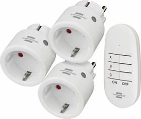 Brennenstuhl Funkschalt-Set Mini 3+1 Comfort-Line, 3er Funksteckdosen-Set mit Fernbedienung