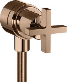 Hansgrohe Axor Citterio Wandanschluss Stop mit Rückflussverhinderer, Absperrventil und Kreuzgriff polished red gold
