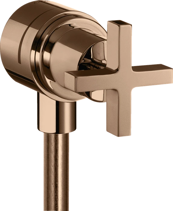 Hansgrohe Axor Citterio Wandanschluss Stop mit Rückflussverhinderer, Absperrventil und Kreuzgriff polished red gold