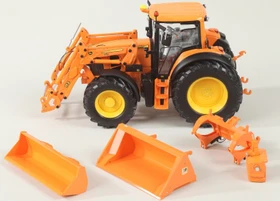 Wiking Die-Cast John Deere 7430 mit Frontlader und Frontlader-Werkzeugen