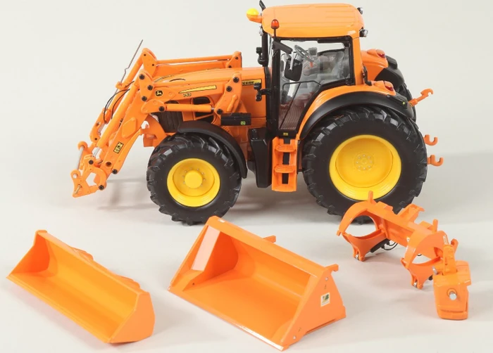 Wiking Die-Cast John Deere 7430 mit Frontlader und Frontlader-Werkzeugen