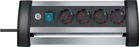Brennenstuhl Alu-Office-Line Tischsteckdose, 4-fach, 1.8m, schwarz/silber
