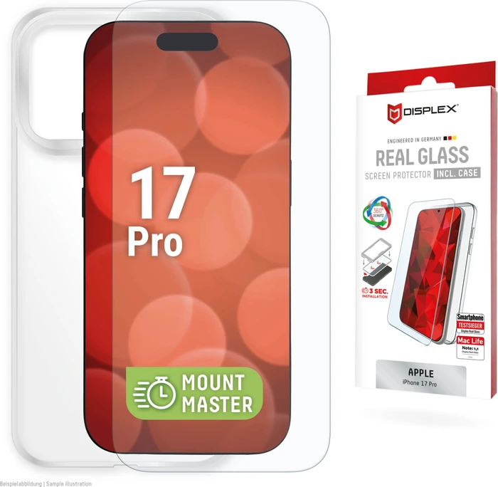 Displex Real Glass + Case mit Mount Master für Apple iPhone 17 Pro