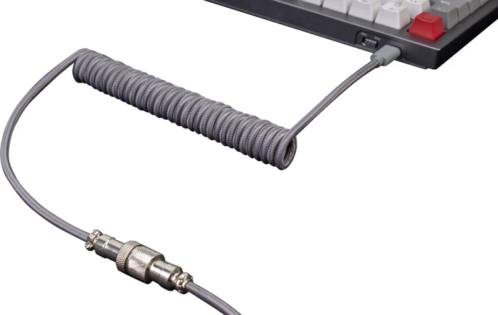Keychron Coiled Aviator Cable, Tastaturkabel (Spiral-Textilkabel), 1.36m, schwarz