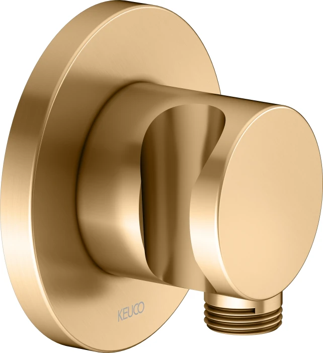 Keuco IXMO 59592 Schlauchanschluss mit Brausehalter rund messing gebürstet
