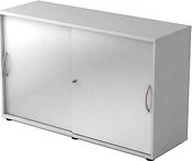 Hammerbacher Schiebetürenschrank 2OH V1752S, Bogengriff Metall, grau/silber, Aktenschrank