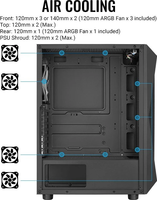 AeroCool Falcon ARGB, Glasfenster
