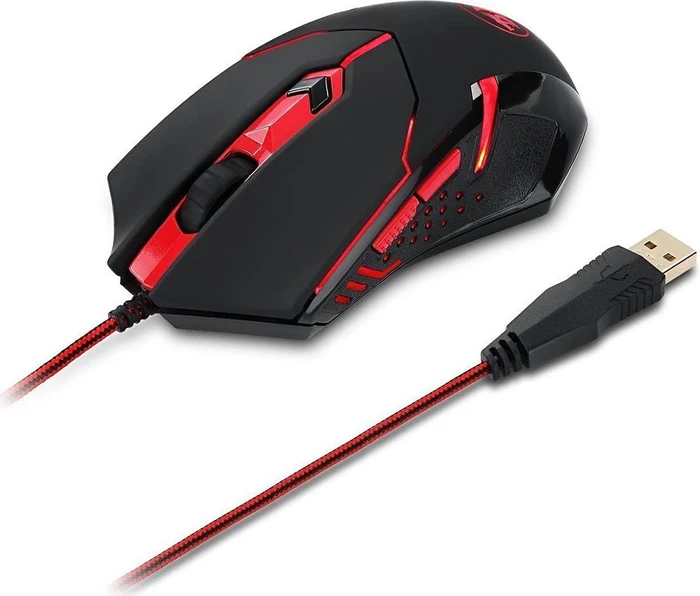 Redragon M601-3 Centrophorus schwarz/rot, inkl. Mousepad, USB