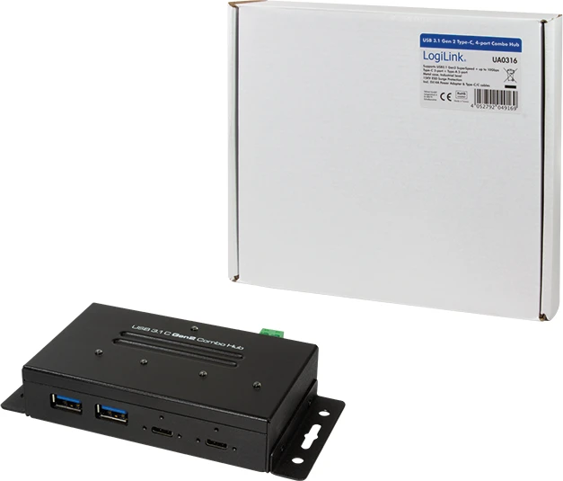 LogiLink Industrial Wallmount USB-Hub, 2x USB-C 3.1, 2x USB-A 3.1, USB-C 3.1 [Buchse]