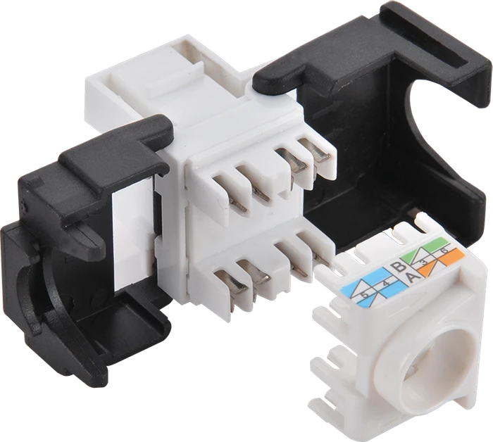 LogiLink Keystone Modul RJ-45 Buchse via Verlegekabel Cat6a, schwarz/weiß