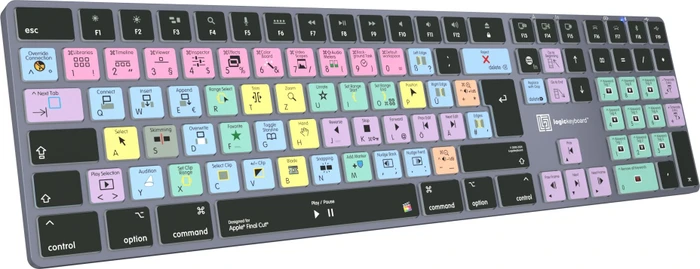 LogicKeyboard Titan Wireless Apple Final Cut Pro X Mac, Titanium Gray, LEDs weiß, USB/Bluetooth, DE