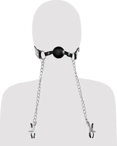 Pipedream Fetish Fantasy Deluxe Ball Gag and Nipple Clamps Set