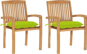 vidaXL Teak Stapelsessel knallgrün, 2 Stück