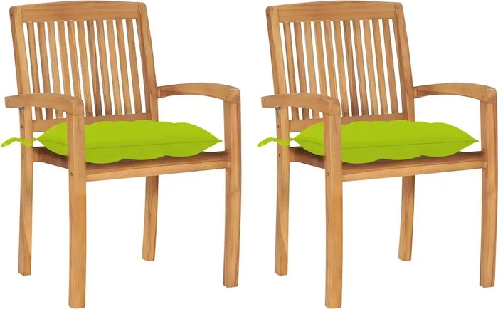 vidaXL Teak Stapelsessel knallgrün, 2 Stück