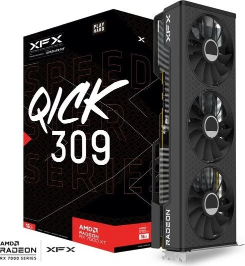 XFX Speedster QICK 309 Radeon RX 7600 XT, 16GB GDDR6, HDMI, 3x DP
