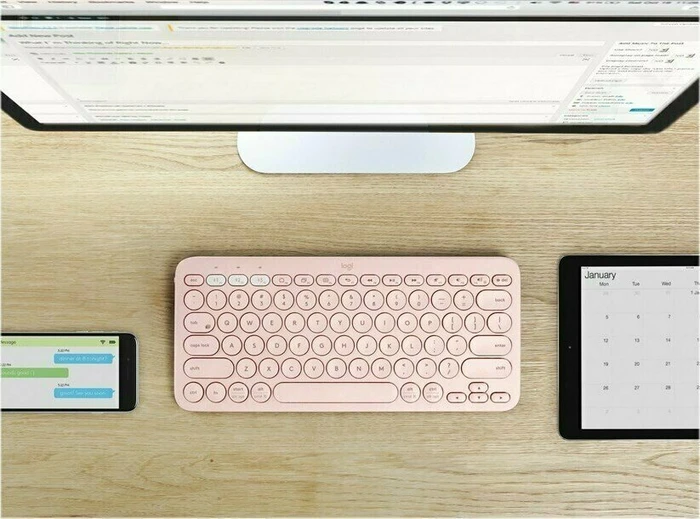 Logitech K380 Multi-Device Keyboard, Rose, Bluetooth, DE
