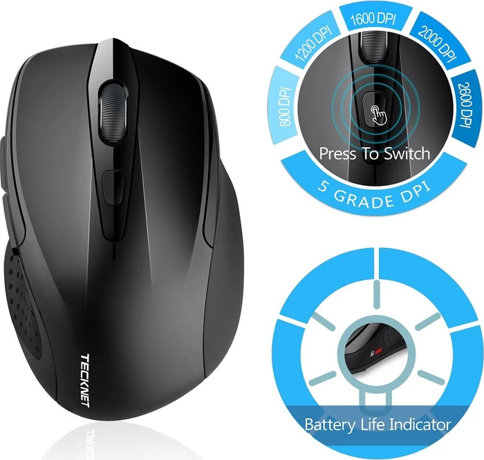 TeckNet Pro 2.4G Wireless, schwarz, USB