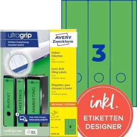 Avery-Zweckform Ordneretiketten, 61x297mm, grün, 20 Blatt (60 Etiketten)