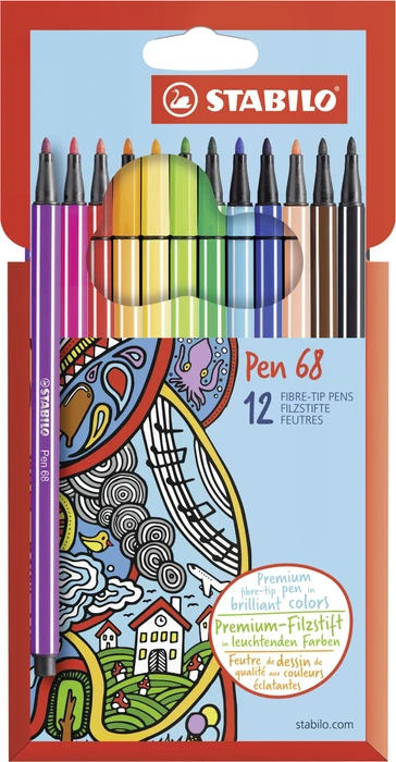 STABILO Pen 68 Pastel sortiert, 12er-Set, Etui