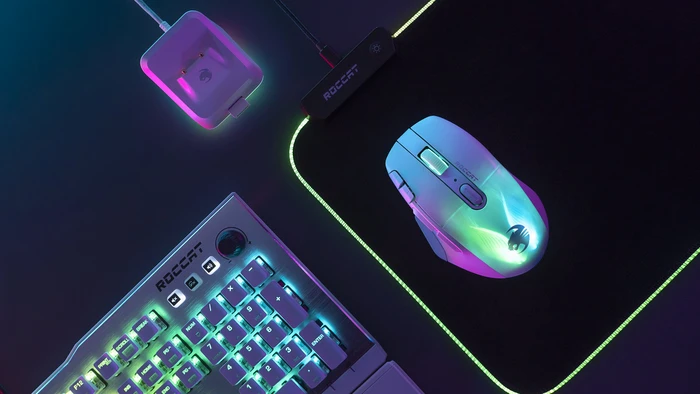 Roccat Kone XP Air mit Ladestation, Arctic White, USB/Bluetooth