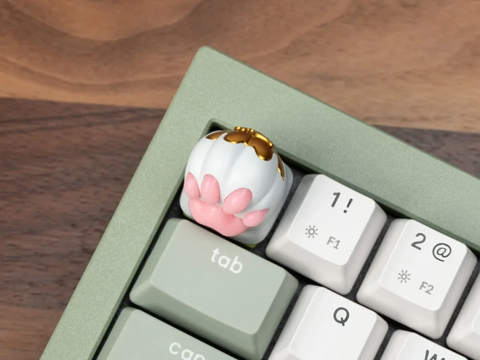 Keychron Kitty Paw Alu Alloy Artisan Keycap, Aluminium, Silikon, weiß/gold/rosa, 1 Taste