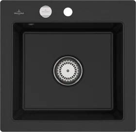 Villeroy & Boch Subway 50 S flat flächenbündig Becken mittig mit Ablauffernbedienung chromite