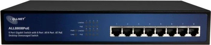 Allnet ALL88 Desktop Gigabit Switch, 8x RJ-45, 150W PoE+