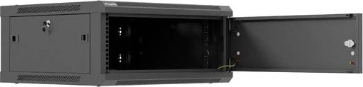 Lanberg WF01 Series 19" Wandschrank 4HE, hängend, Flatpack, Stahltür, IP20, RAL 9004, 600mm tief