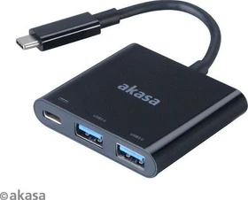 Akasa Type-C power delivery adapter USB-Hub, 2x USB-A 3.0, USB-C [Stecker] (AK-CBCA08-15BK)