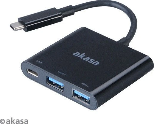 Akasa Type-C power delivery adapter USB-Hub, 2x USB-A 3.0, USB-C [Stecker]
