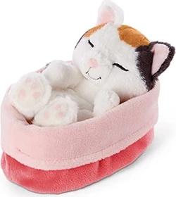 Nici Sleeping Kitties Katze creme im rot-rosanen Körbchen 10cm