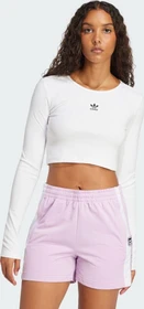 adidas Essentials Ribbed Crop Top Shirt langarm weiß (Damen)