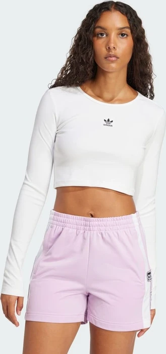 adidas Essentials Ribbed Crop Top Shirt langarm weiß (Damen)