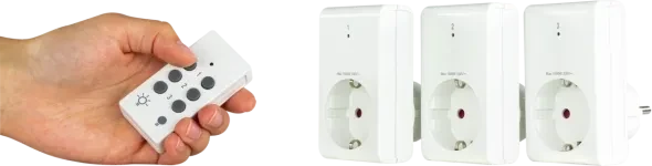REV Funkschalt-Set 3+1 mit Fernbedienung, 1000W, Typ F, Funksteckdose, 3er-Pack