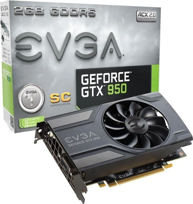 EVGA GeForce GTX 950 SC, 2GB GDDR5, DVI, HDMI, 3x DP